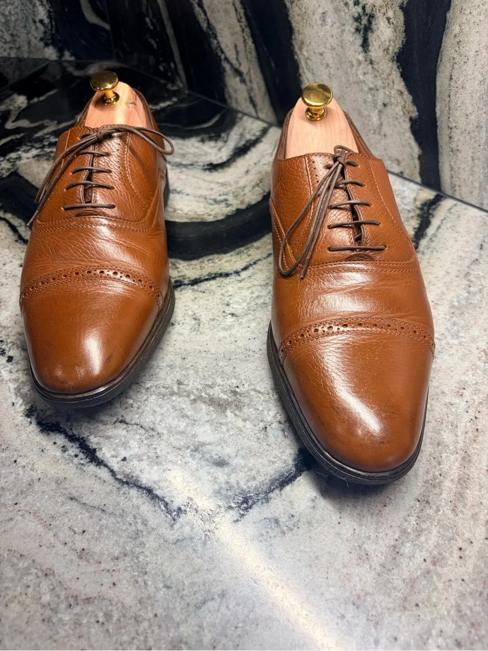 A.Testoni Black Label Brown Leather Cap Toe Oxford Men’s 8 UK 9 US Italy